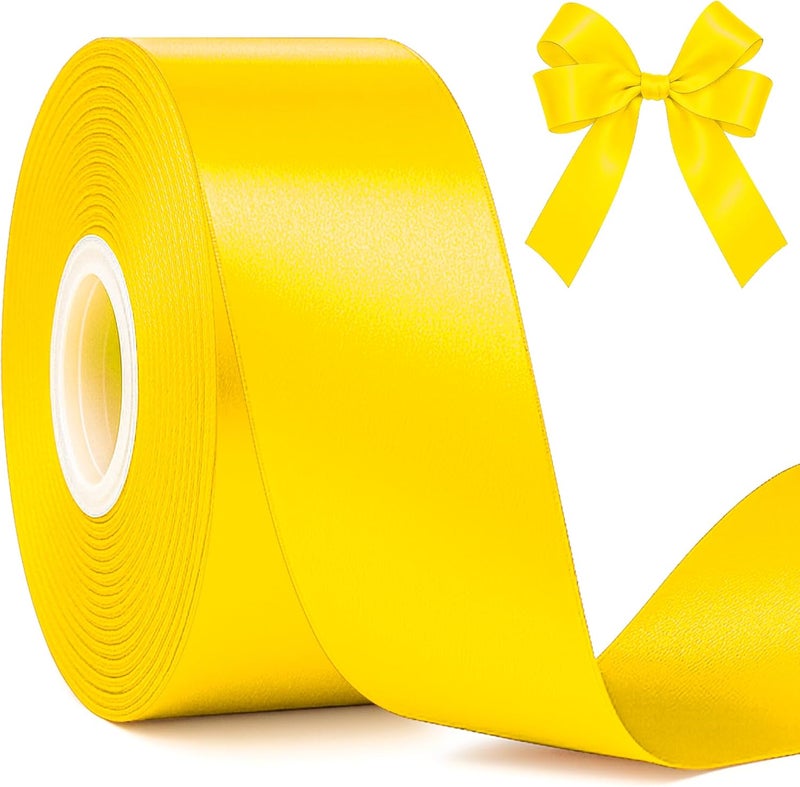 Fullive 1 1/2 Inch Yellow Ribbon, 30 Yards Ribbons for Crafts, Polyester Satin Ribbon for Gift Wrapping for Birthday Christmas Decorations Party Favor DIY Bows Floral Arrangements Wrapping Bouquet - Image 1